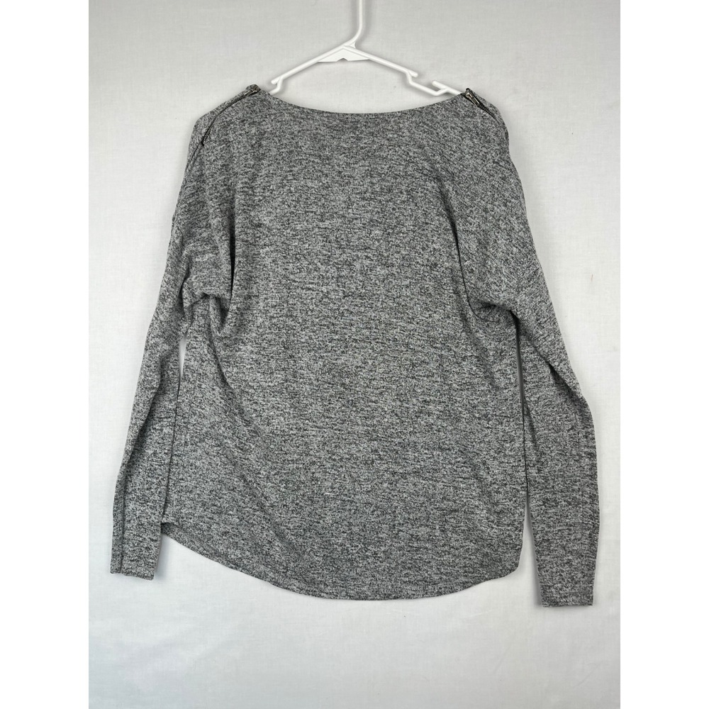 Carmen Marc Valvo Top Womens Large Cowl Neck Zipper Shoulder Marl Grey L - Picture 6 of 6